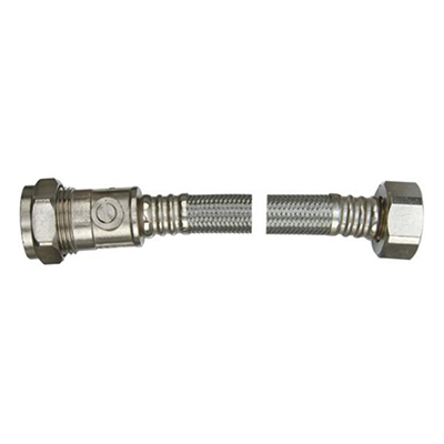 15mm x 3/4 Inch x 300mm Flexible Tap Connector with Isolation Valve