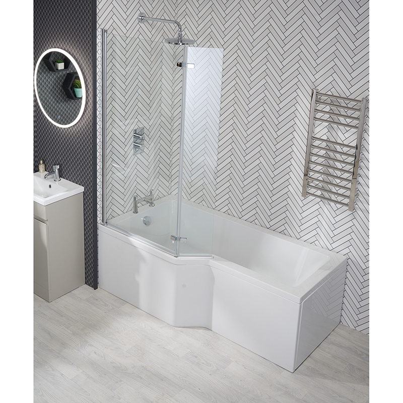 Aswan 1700 x 700mm Shower Bath, Screen & Panels - LH