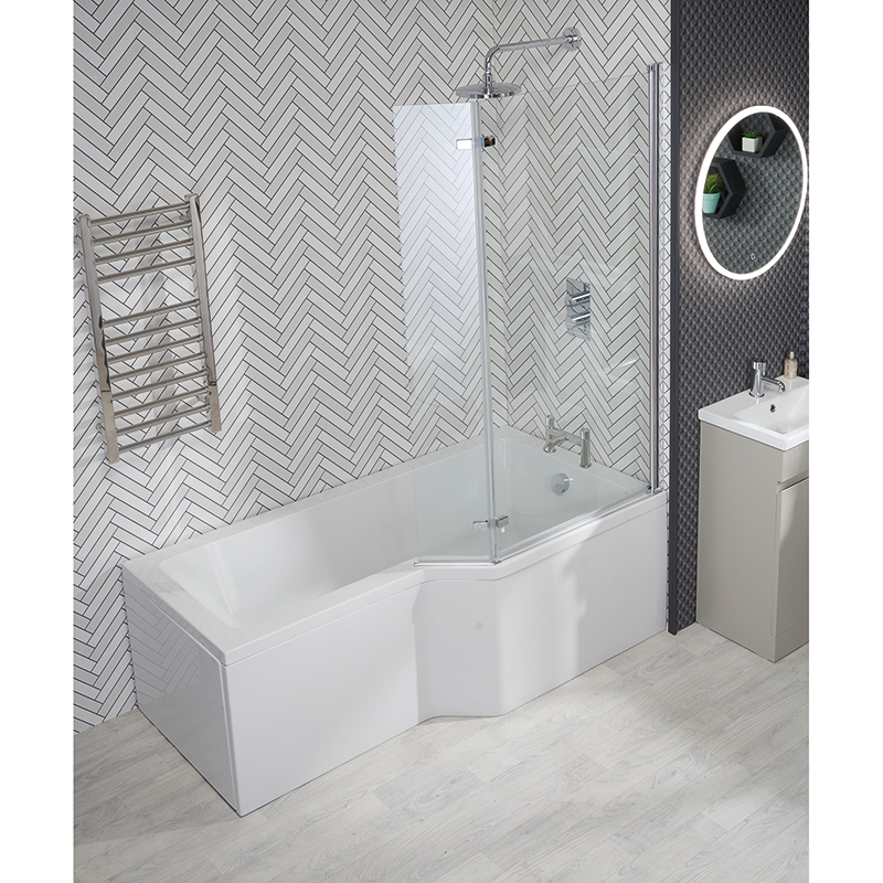Aswan 1700 x 700mm Shower Bath, Screen & Panels - RH