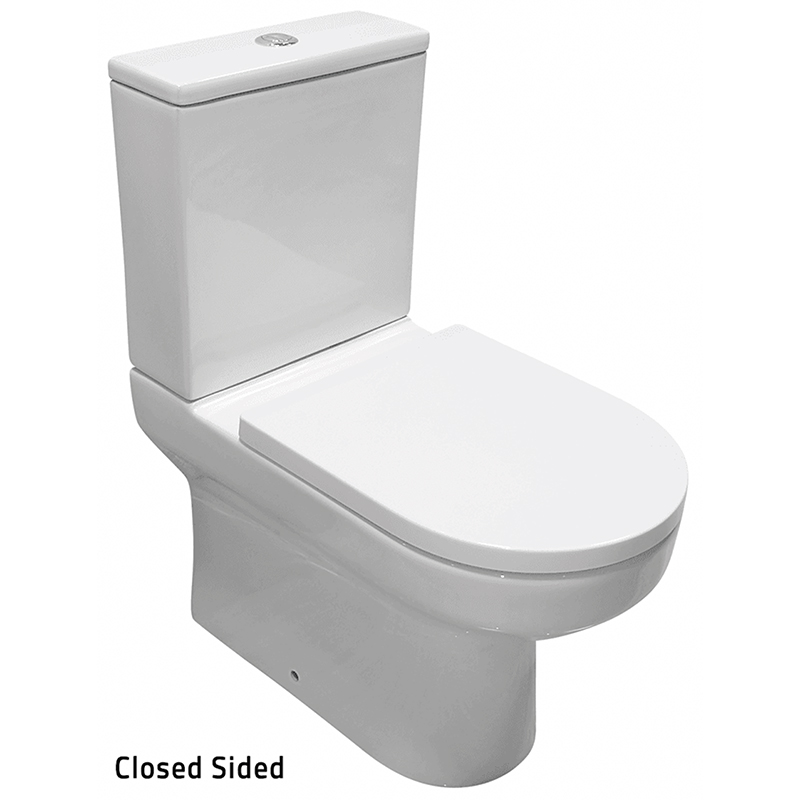 Evora Rimless Close Coupled Closed Sided WC including Soft Close Seat