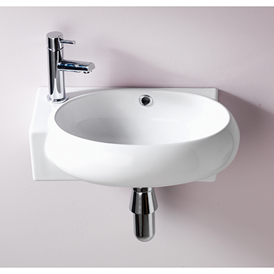 Ebony Offset Cloakroom Basin - Left Hand