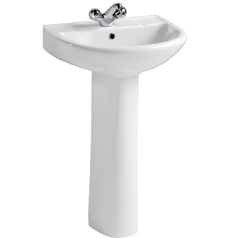 Ebony 530 x 450mm Basin & Pedestal - 1 Tap Hole