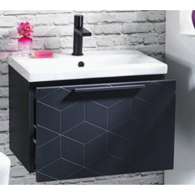 Geo 60 Wall-Hung Unit & Kansas Basin - Matt Black