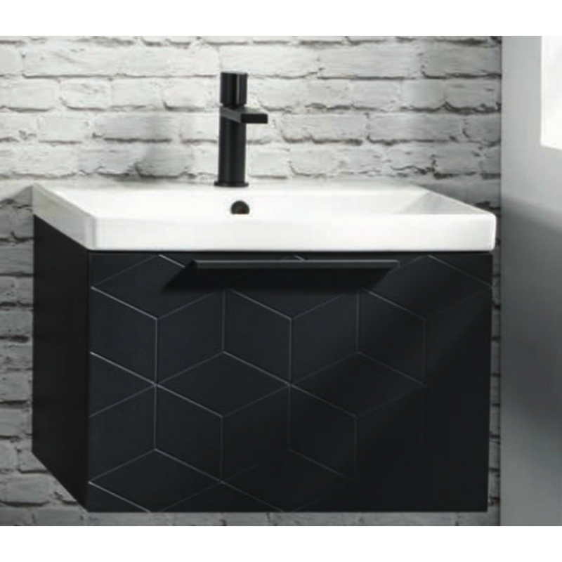 Geo 60 Wall-Hung Unit & Naxos Basin - Matt Black