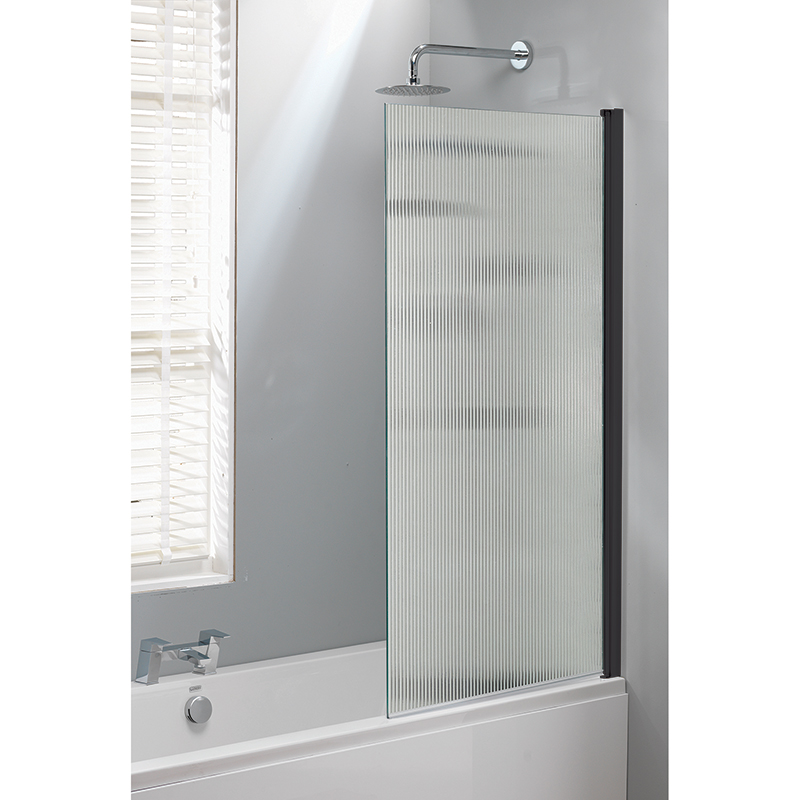 Genesis 800mm Square Bath Screen - Fluted Glass