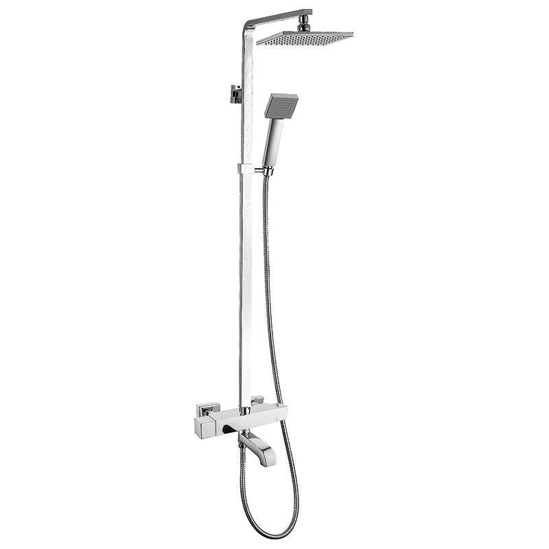 Extended Height Nevada Square Thermostatic Shower Valve with Riser Rail & Spout