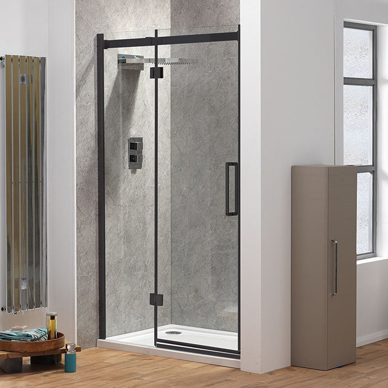 Premier Black Frame Hinged Door & Inline Panel - 1200mm