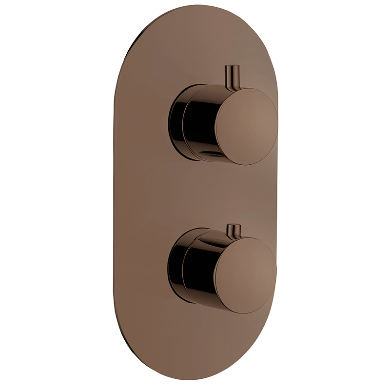 Tuscany Twin Thermostatic Shower Valve - Brushed Bronze