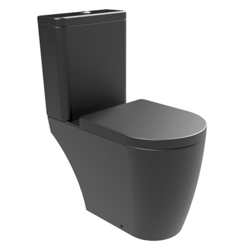 Utah Matt Black Comfort Height Close Coupled Pan with Soft Close Seat