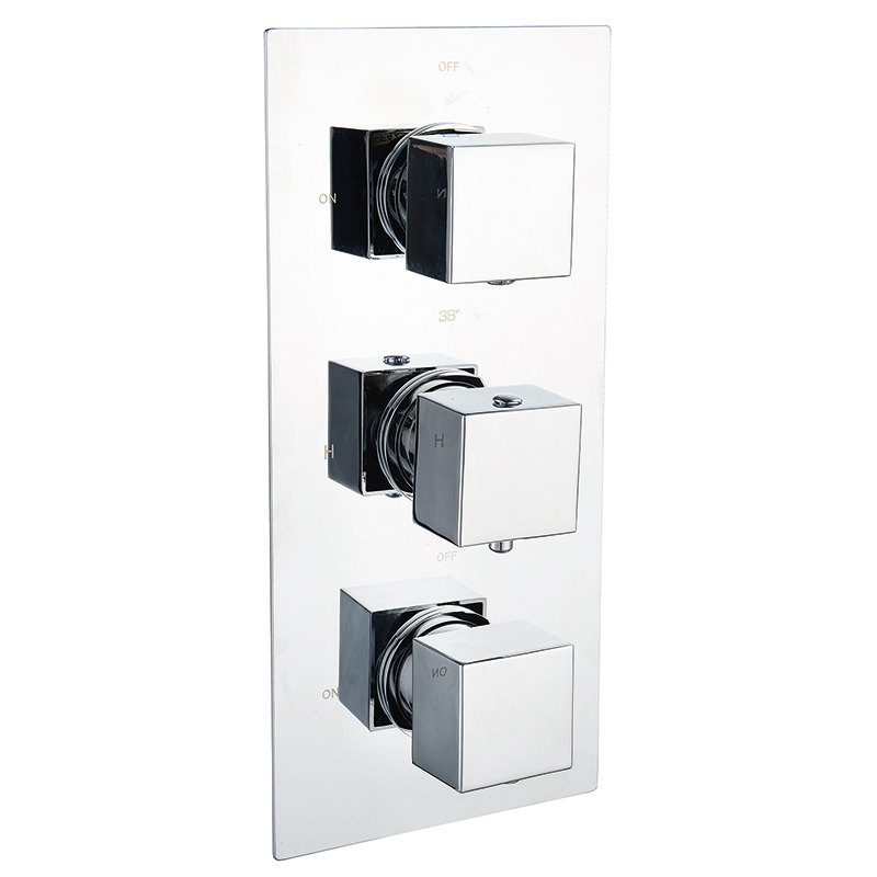 Ebony Square Triple Thermostatic Shower Valve