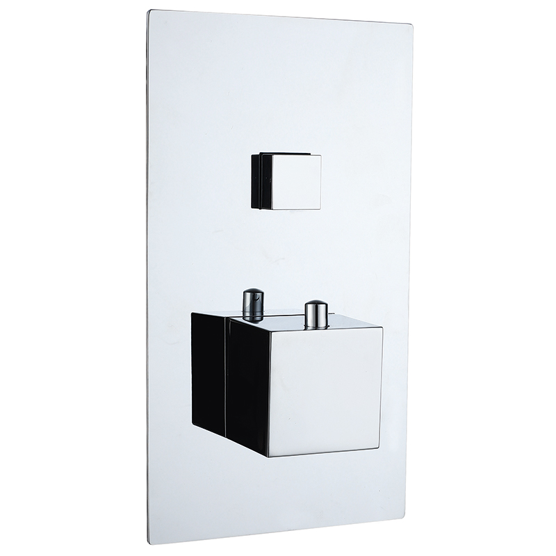 Gemini Square Single Thermostatic Push Button Shower