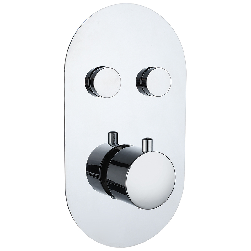 Rimini Round Twin Thermostatic Push Button Shower