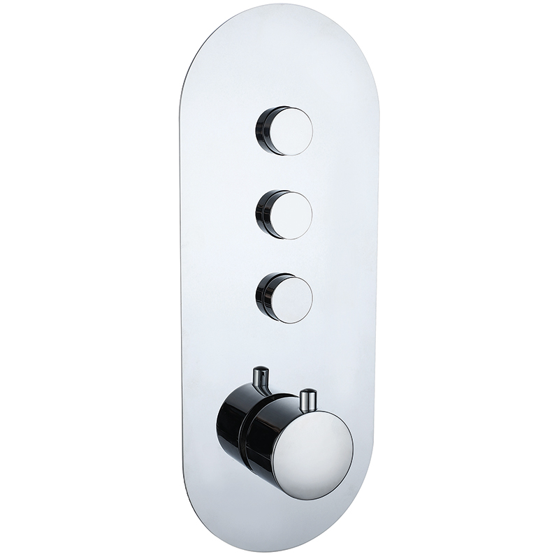 Rimini Round Triple Thermostatic Push Button Shower