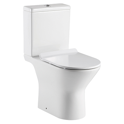 Venice Rimless Close Coupled Pan with Open Sides and Soft Close Seat