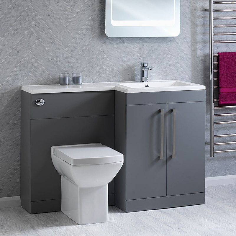 Aston 1200mm 1-Piece Basin Combination - Dusty Grey - Right Hand