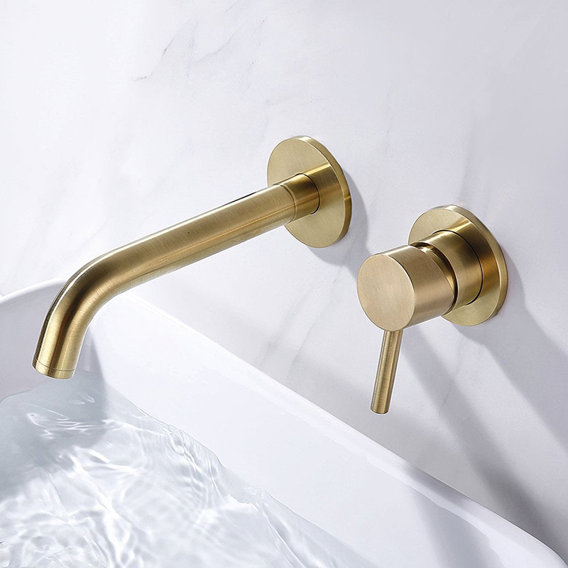 Tuscany Wall-Mounted Basin Filler - Brushed Brass