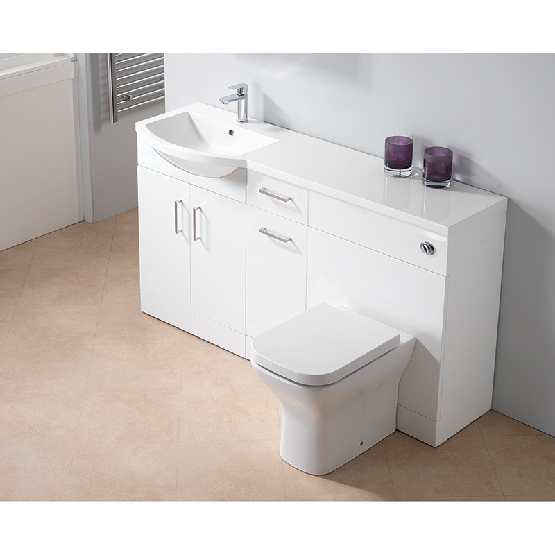 Eden Curved 1500mm 1-Piece Basin Combination - Left Hand