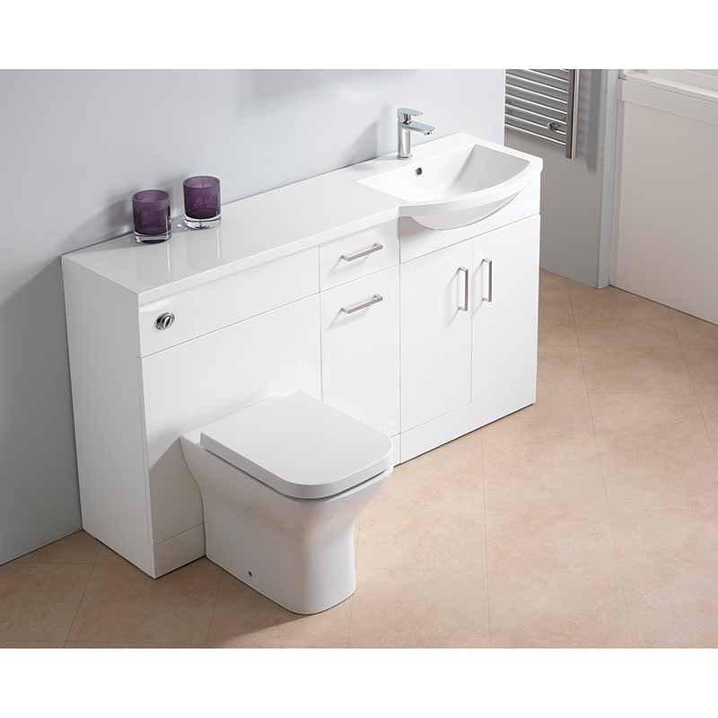 Eden Curved 1500mm 1-Piece Basin Combination - Right Hand