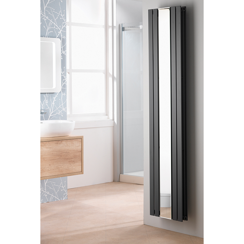 Kansas with Mirror  1800 x 381mm Vertical Designer Towel Rail 