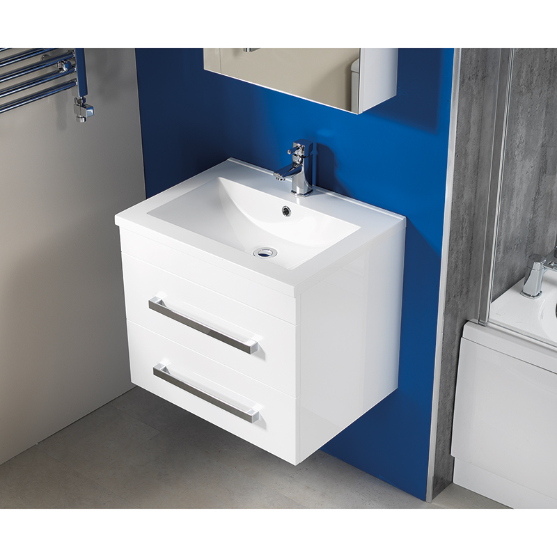 Monica 600mm Drawer Wall Hung Combination - Gloss White