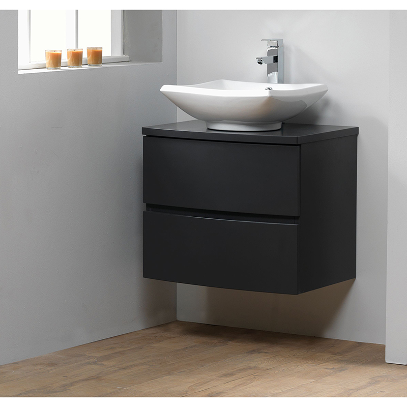 Oregon 60 Wall-Hung Unit with Top & Basin - Matt Black