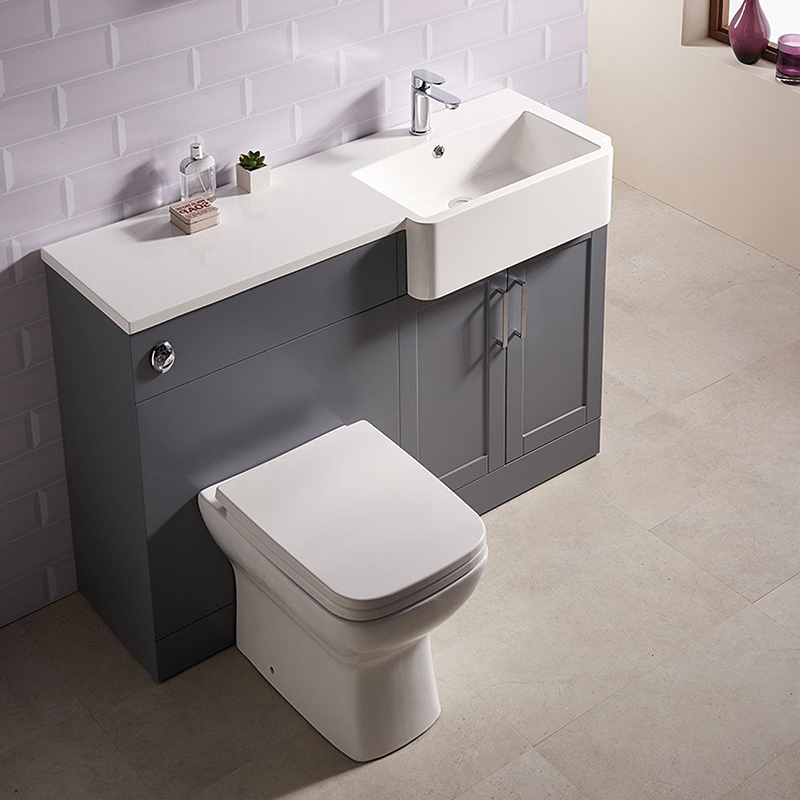 Stamford 1200mm 1-Piece Right Hand Basin Combination - Platinum Grey