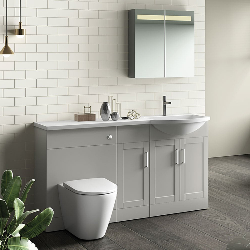 Stamford 1500mm 1-Piece Right Hand Basin Combination - Pearl Grey