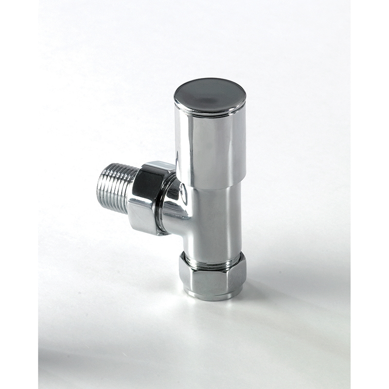 Round Radiator Valves - Chrome Angled