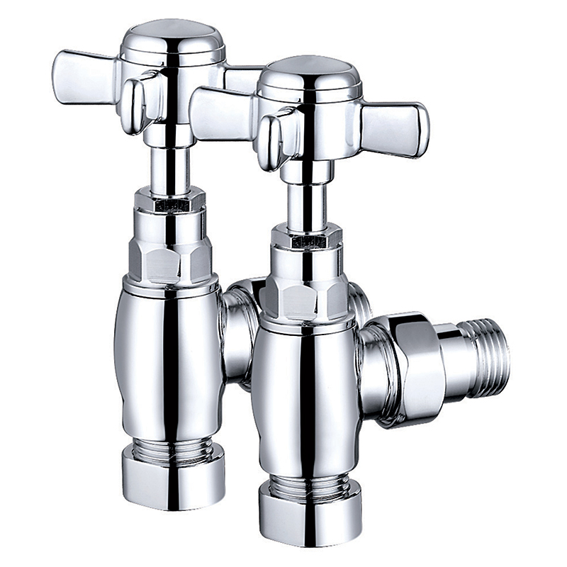 Traditional Radiator Valves - Chrome Angled