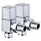 Cubic Radiator Valves - Chrome Angled